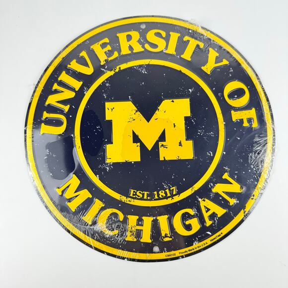 Ford Born in Detroit & University of Michigan Tin Signs Lot of 2 NEW SEALED 12" - Picture 2 of 7